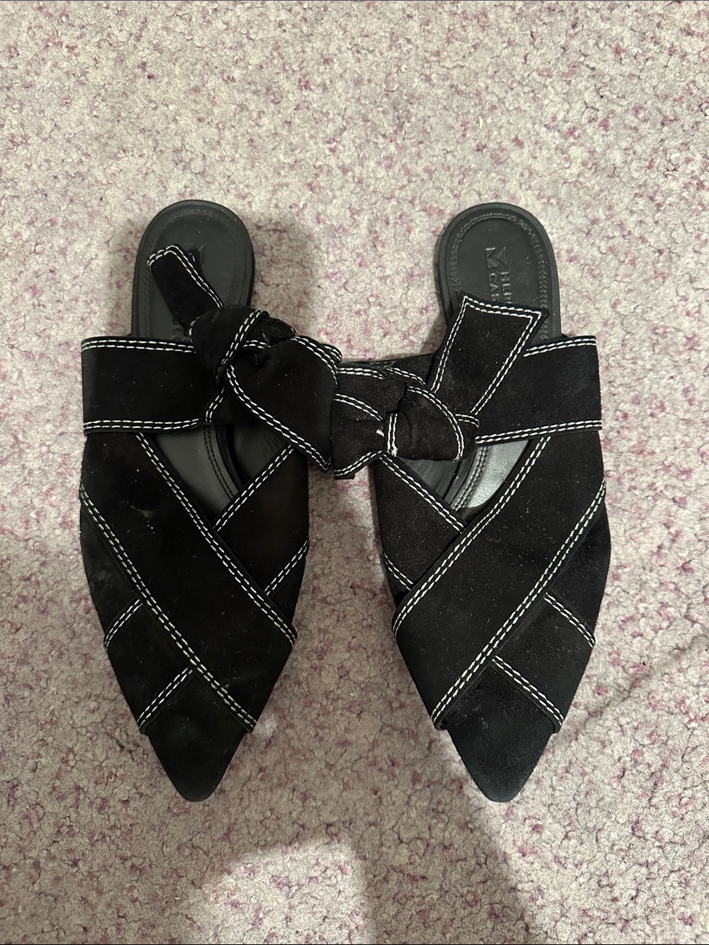 Mercedes Castillo Black Pointed-Toe Knot Slip-On Mules